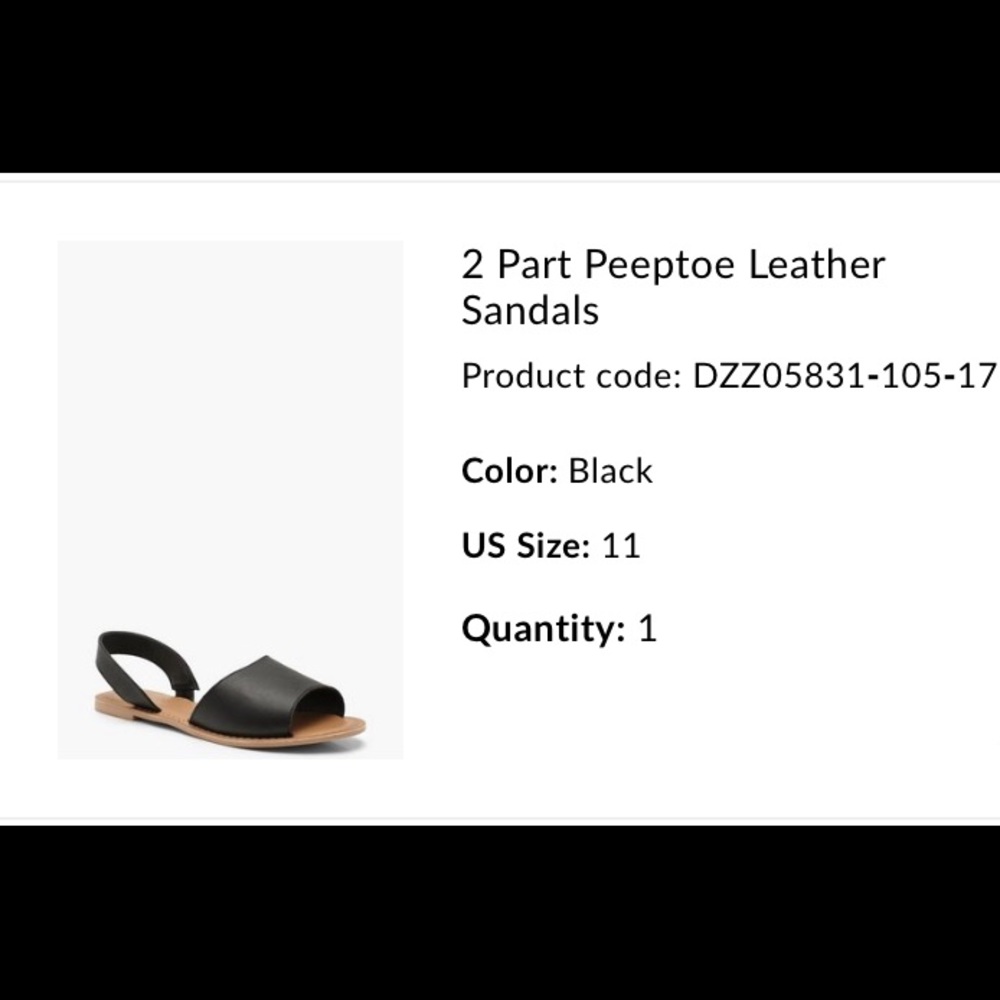 2 Part Peeptoe Leather Sandals